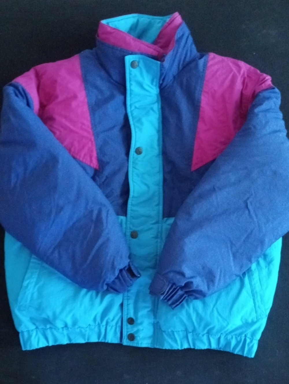 Vintage Pacific Trail Colorblock Puffer Jacket - Teal, Navy & Magenta